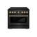 Front. ZLINE - 36 in. Wide 6 Burner Autograph Paramount Dual Fuel Black Stainless Range w/ Bronze Accents (SDRBZ-36-CB) - Black Stainless Steel.
