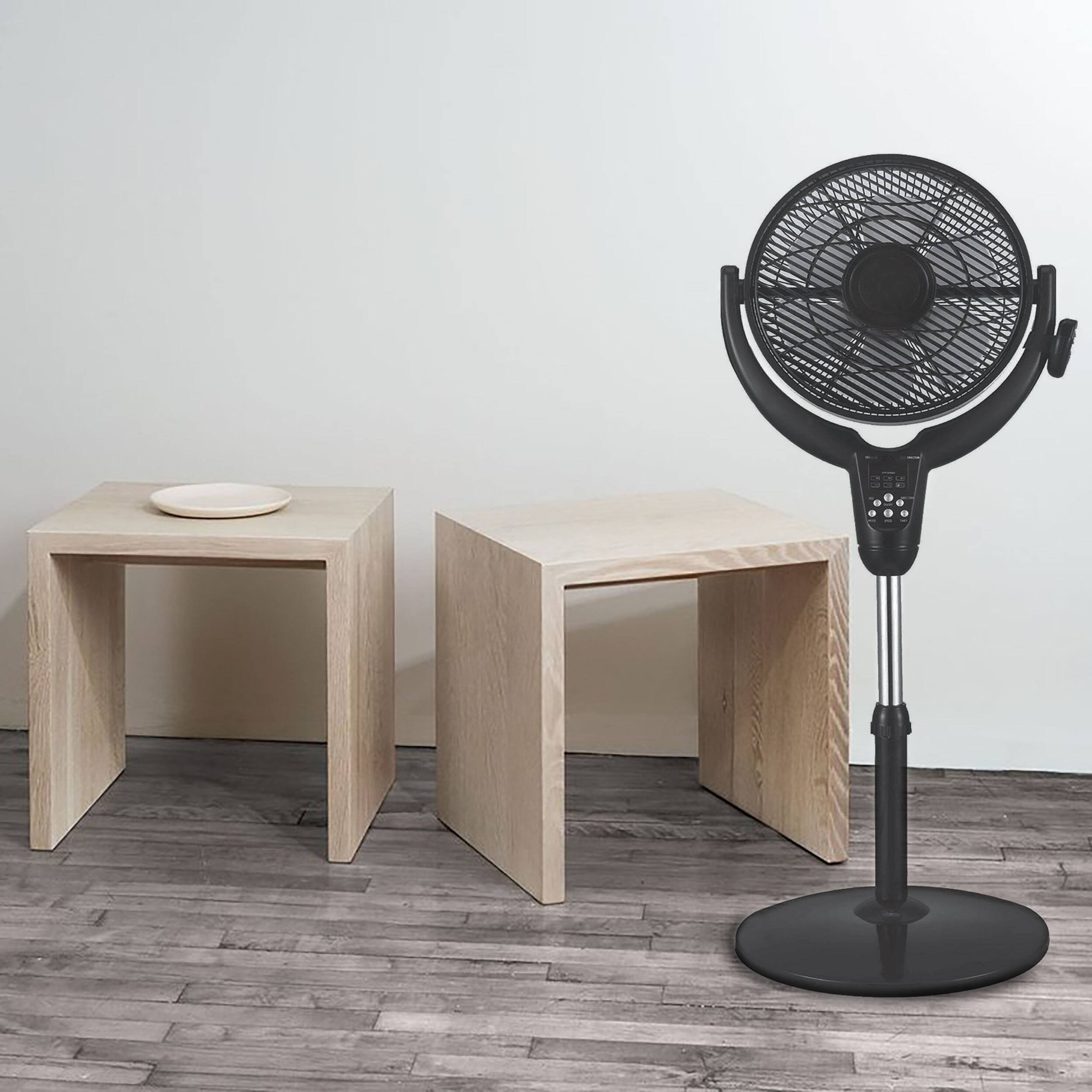 Alt View 1. Optimus - Optimus 14 Inch Louver Rotating Oscil Pedestal Air Circulator with Remote, LED and Timer - Black.