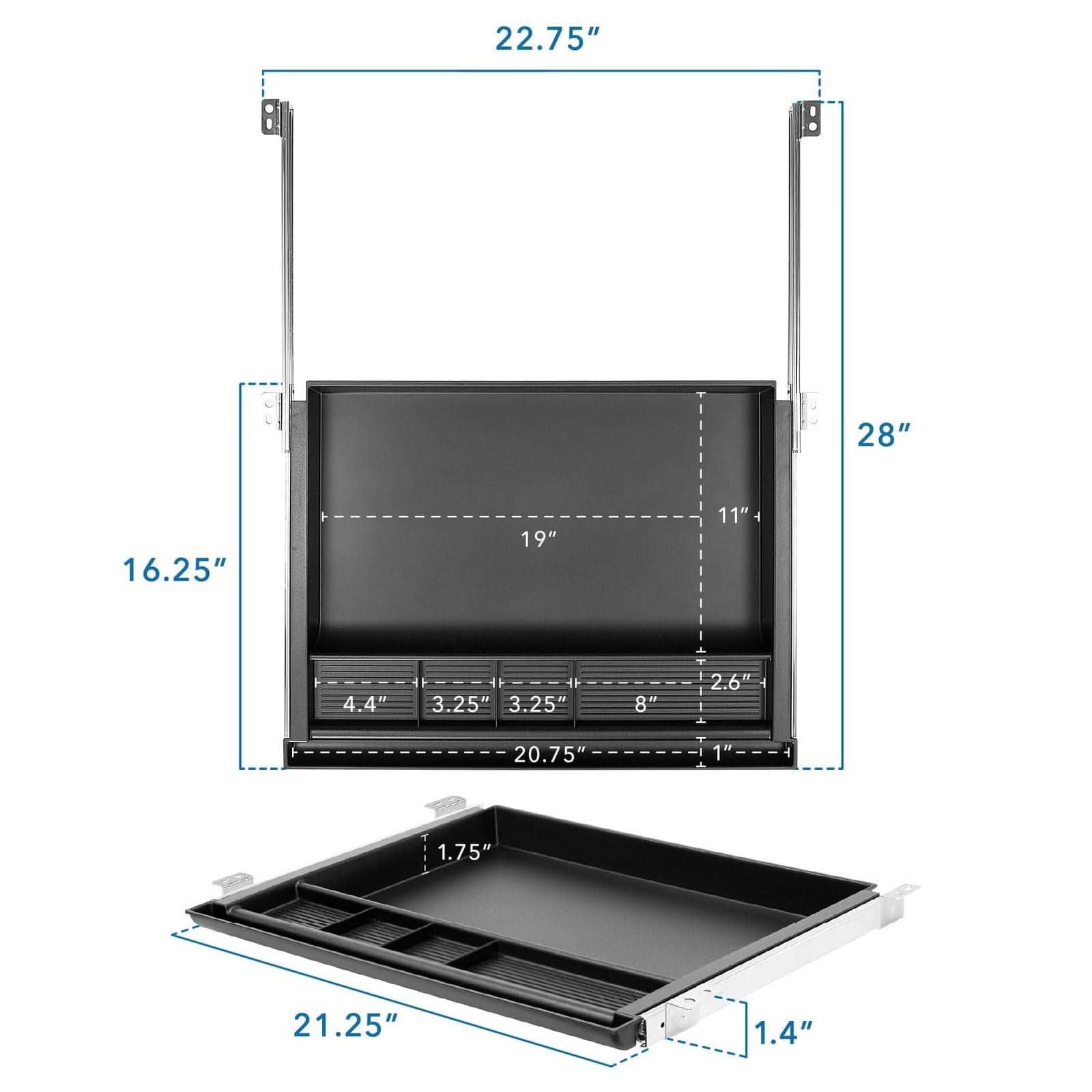 22.75"  
28"  
16.25"  
19"  
11"  
4.4"  
3.25"  
3.25"  
8"  
2.6"  
20.75"  
1"  
1.75"  
21.25"  
1.4"