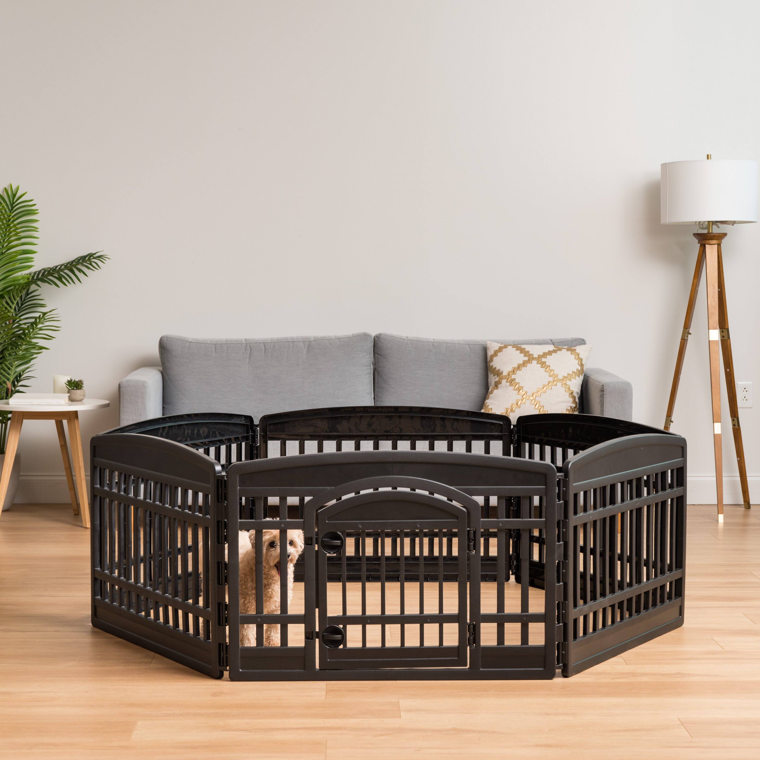 Alt View 2. IRIS USA - IRIS 4-10 Panel 24/34"H Folding Exercise Enclosure Plastic Pet Playpen with Door.