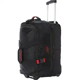 A.Saks - 20" Lightweight Rolling Trolley Duffel with Wheels - Black/Red
