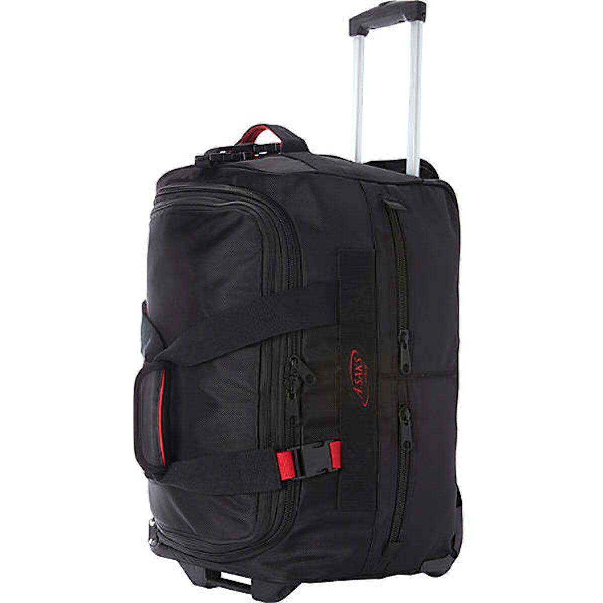 A.Saks - 20" Lightweight Rolling Trolley Duffel with Wheels - Black/Red