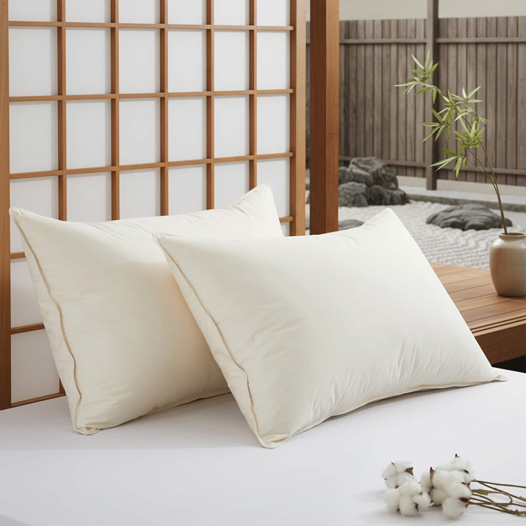 Puredown - 300TC Organic Cotton Down Feather Bed Pillow Made in Japan, Standard - Classic