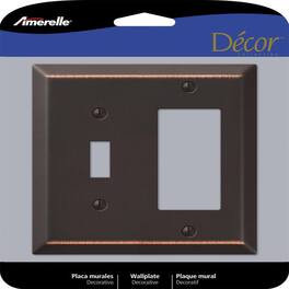 AMERELLE - Century Aged 2 gang Stamped Steel Decorator/Toggle Wall Plate 1 pk - Bronze