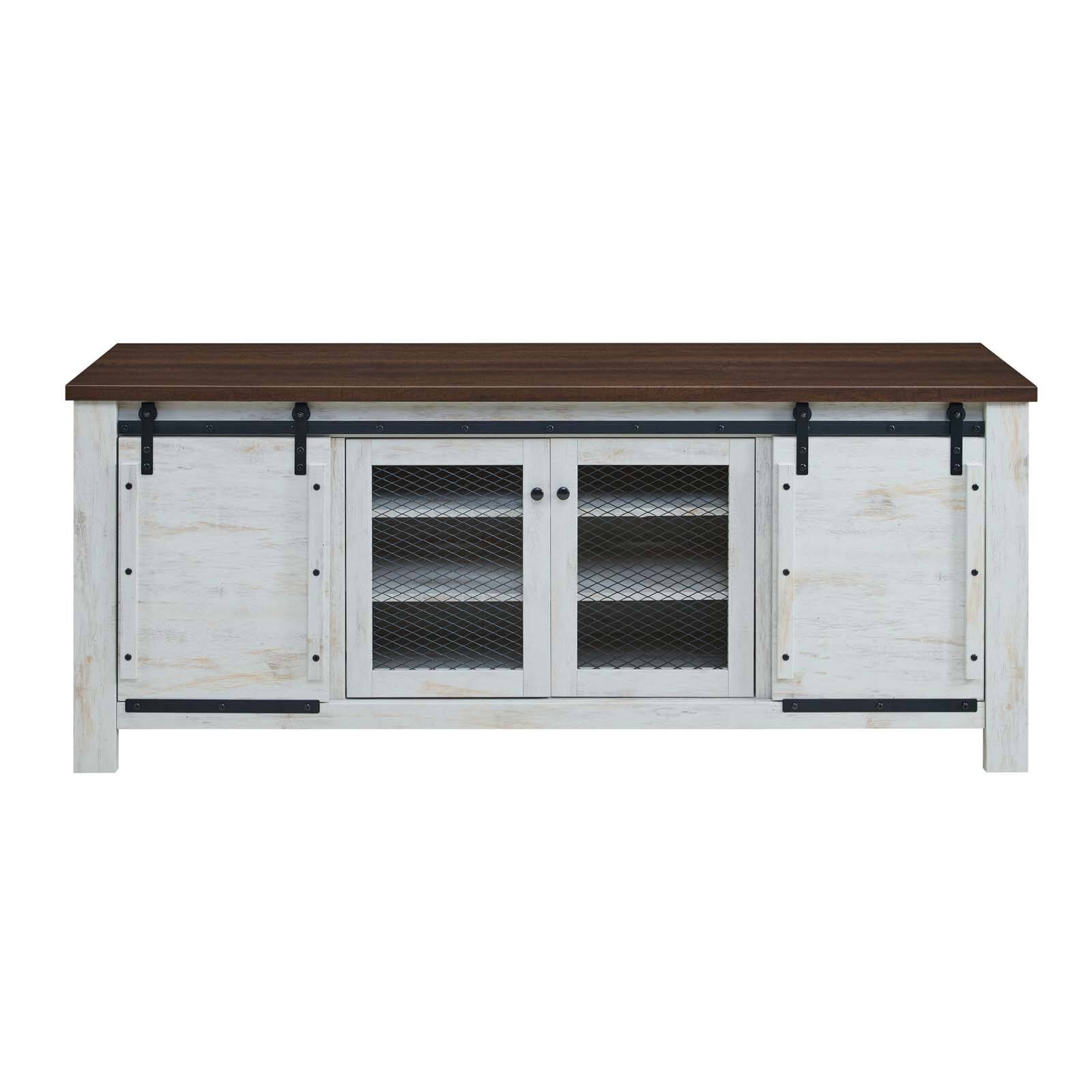 Alt View 2. Modway - Bennington 71" Rustic Sliding Door TV Stand by Modway - White.