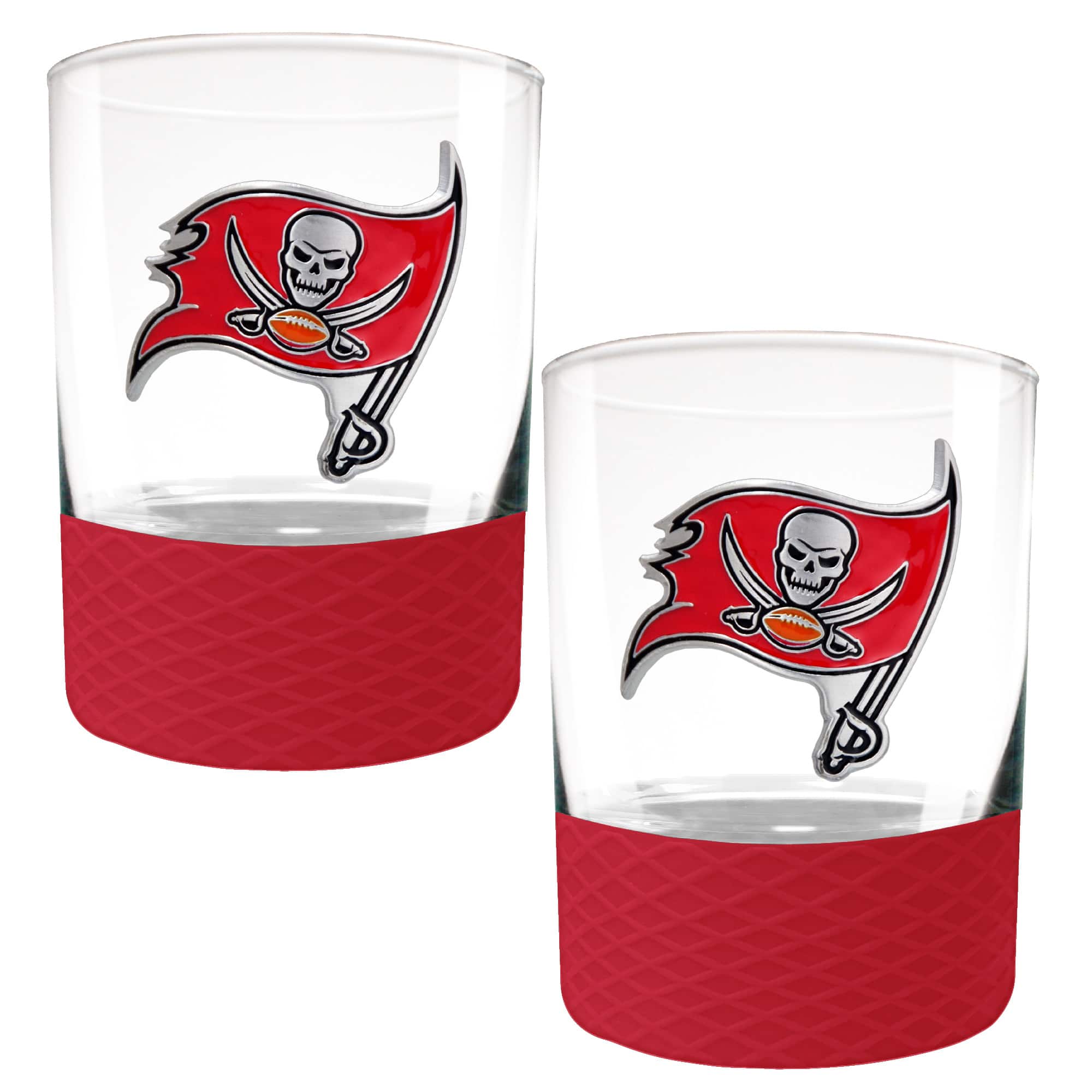 Photos - Glass American Great  Products - Tampa Bay Buccaneers 2-Pack 14oz. Rocks  Set with Silcone Grip - Red 3481984 