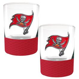 Great American Products - Tampa Bay Buccaneers 2-Pack 14oz. Rocks Glass Set with Silcone Grip - Red