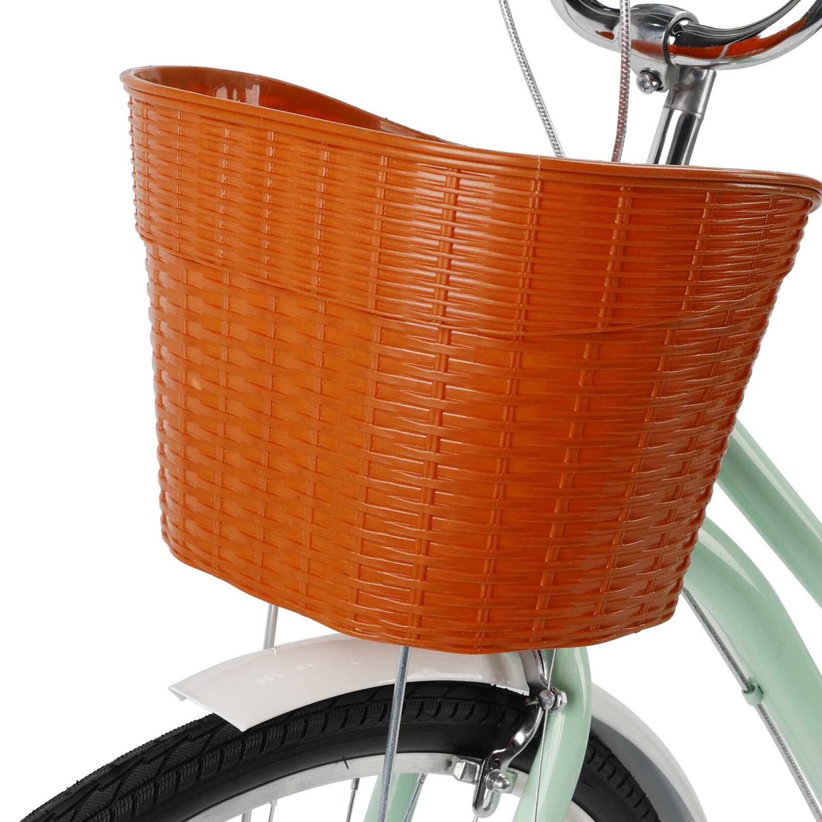 Alt View 9. Topteng - 26 Inch Beach Cruiser Bike for Adult -Low Step Design, Basket & Rack, High Carbon Steel Frame, Dual Brakes Bicycle Green - Green.