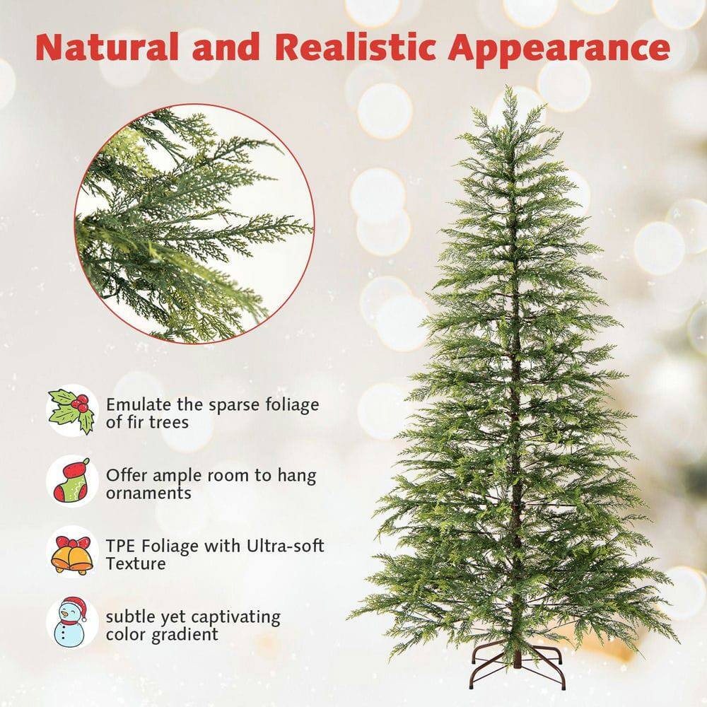 Natural and Realistic Appearance

- Emulate the sparse foliage of fir trees
- Offer ample room to hang ornaments
- TPE Foliage with Ultra-soft Texture
- Subtle yet captivating color gradient