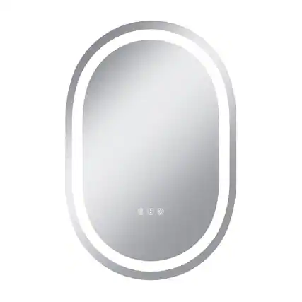 Front. Boyel Living - 20 x 30 in Track-Shaped Aluminum Frame Anti-Distortion Easy Installation Mirror with Front Light.
