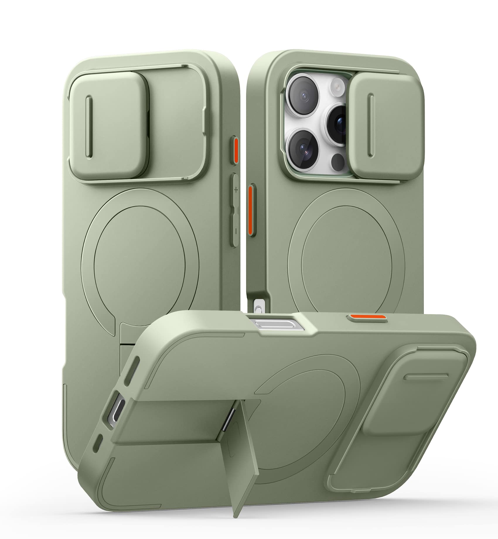 SURITCH - Bumper Case for iPhone 16 Pro with Camera Cover, Compatible with MagSafe, Kickstand, Shockproof Slim Protective Cover - Khaki Green price history on PriceWatchPro
