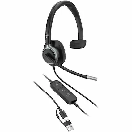 Front. Poly - Poly Mission 615 Monaural USB Wired Headset (Bulk) (C01C3A6) - Microsoft Teams Certification - Mono - USB, USB Type C - Black.