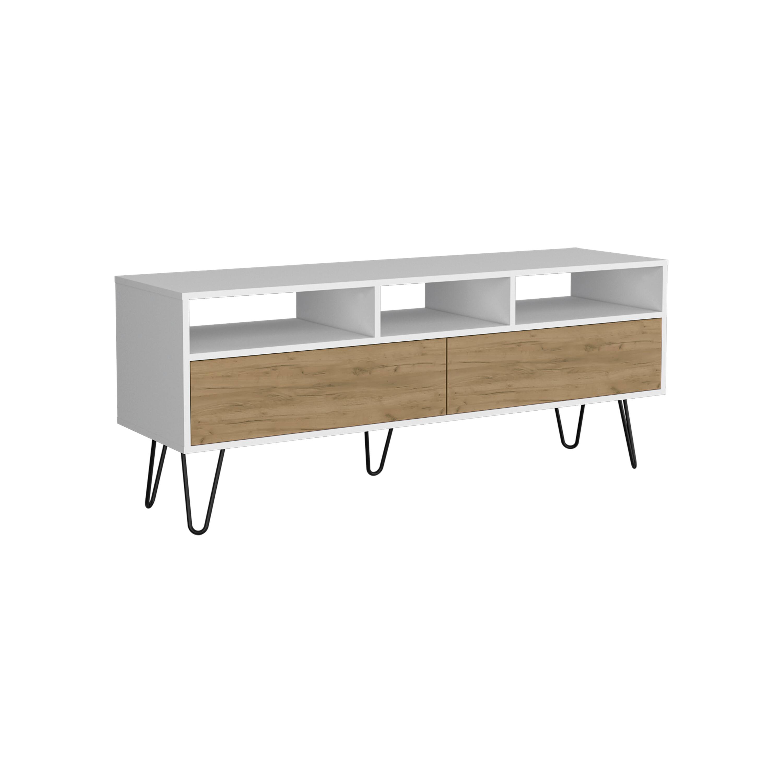 Alt View 1. APRILSOUL - TV Stand 2 Doors 3 Shelves 5 Legs - White.