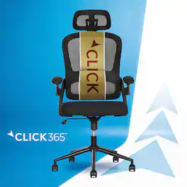 Click365 - High Back Ergonomic Office Chair with Lumbar Support & Adjustable Headrest& Backrest Computer Chair with Flip-Up Arms - Black