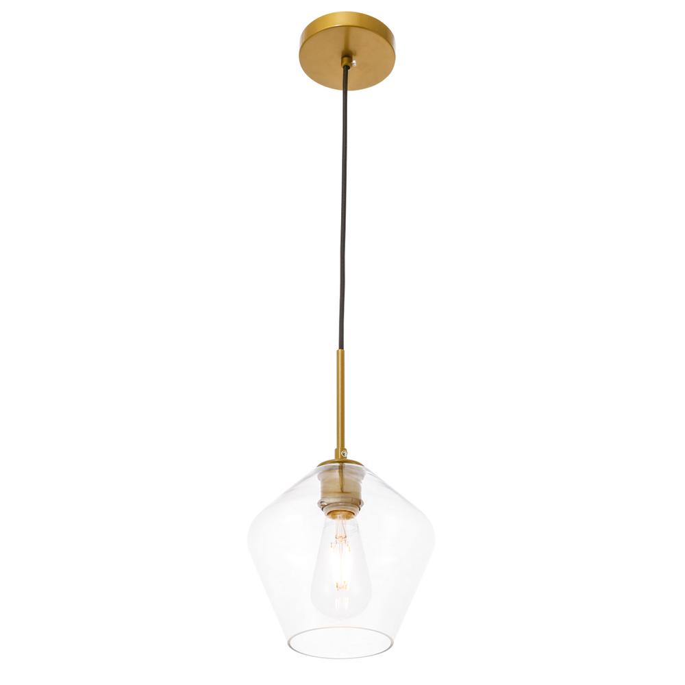 Back. Living District - Gene 1 light Brass and Clear glass pendant - Brass And Clear Glass.