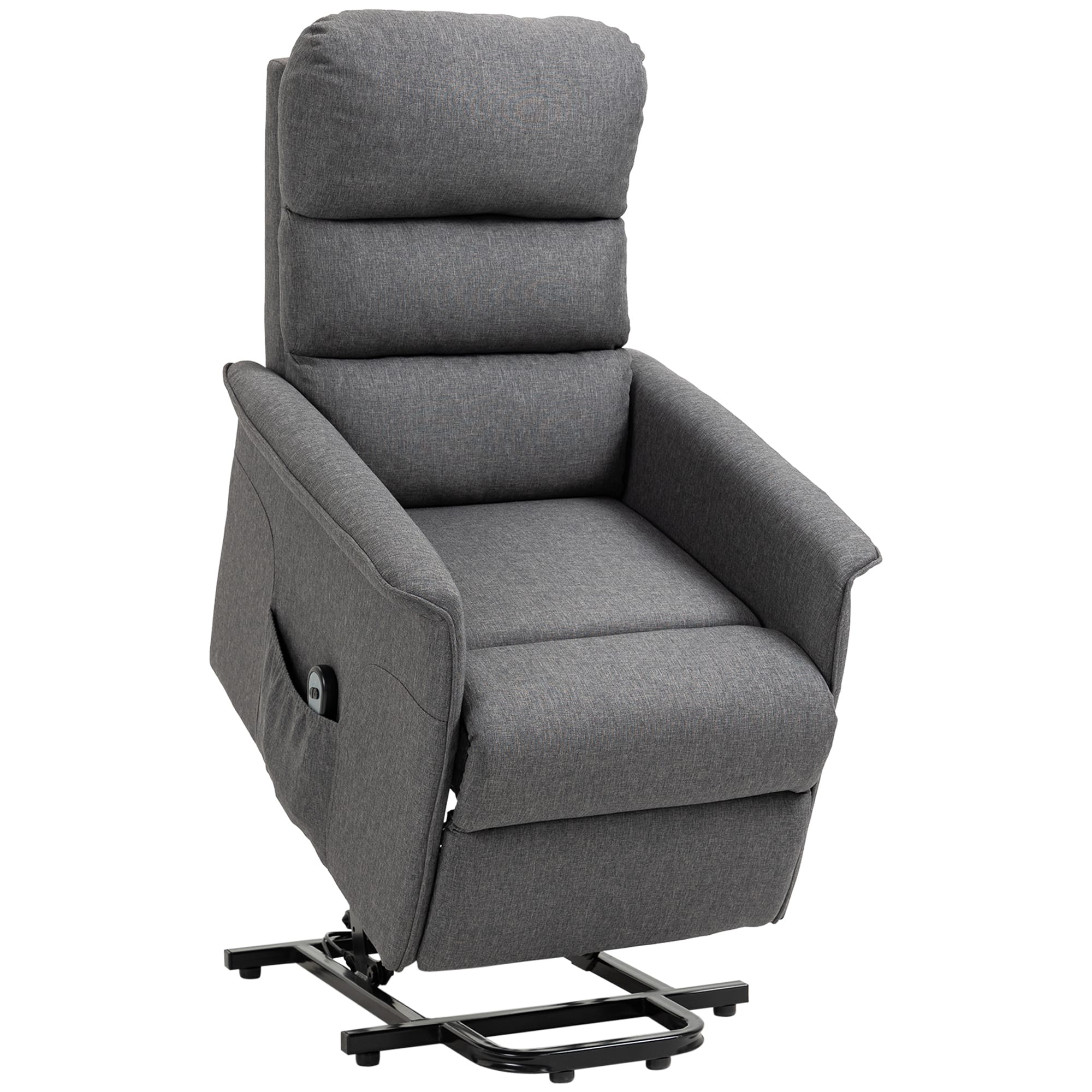 Homcom - Power Lift Recliner Brown: Fabric Easy Assembly w/Remote & Side Pockets, Elderly Living Room Chair - Grey