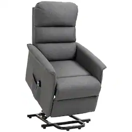 Homcom - Power Lift Recliner Brown: Fabric Easy Assembly w/Remote & Side Pockets, Elderly Living Room Chair - Gray