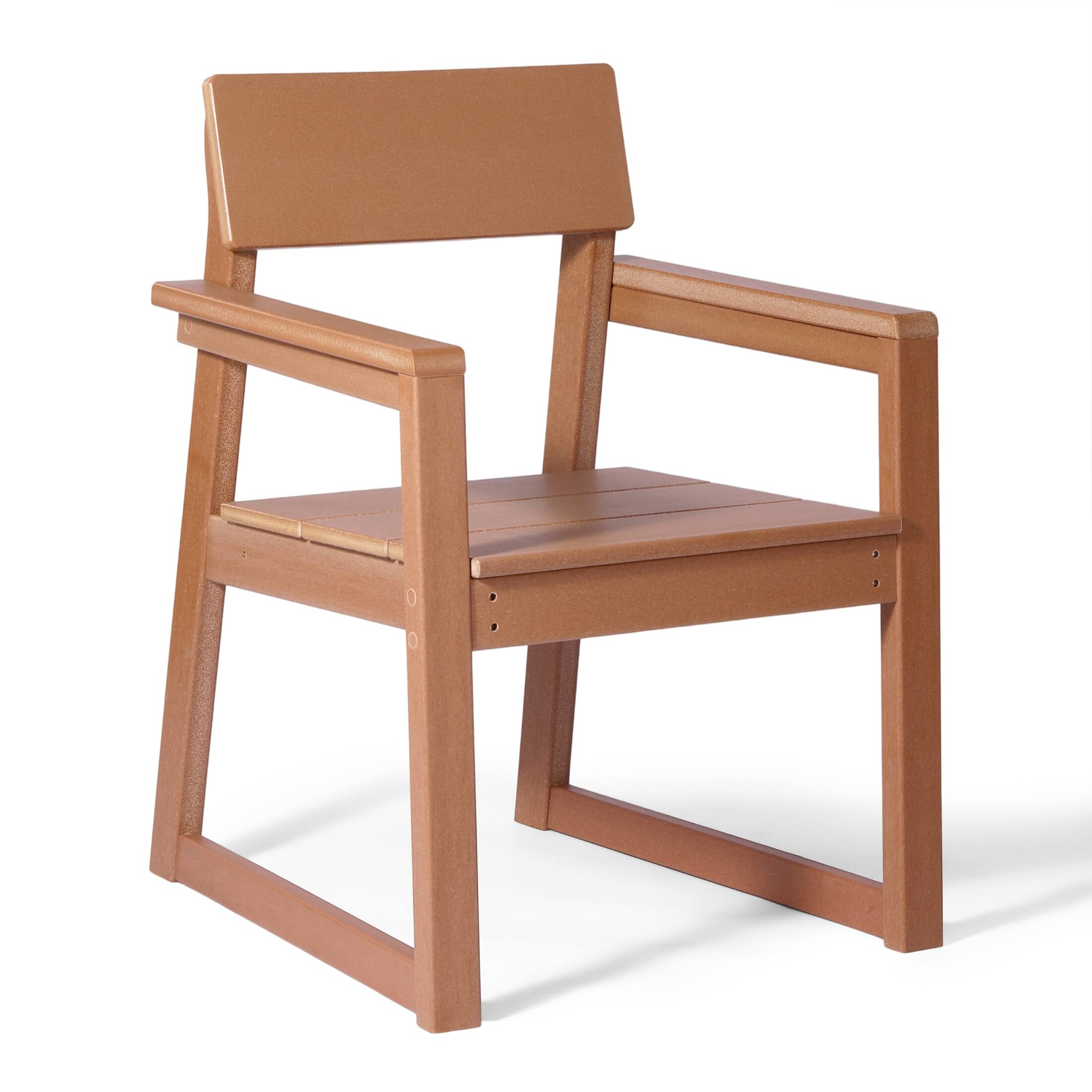 Left. WestinTrends - WestinTrends Paloma Modern HDPE Outdoor Patio Dining Arm Chairs (Set of 2) - Teak.