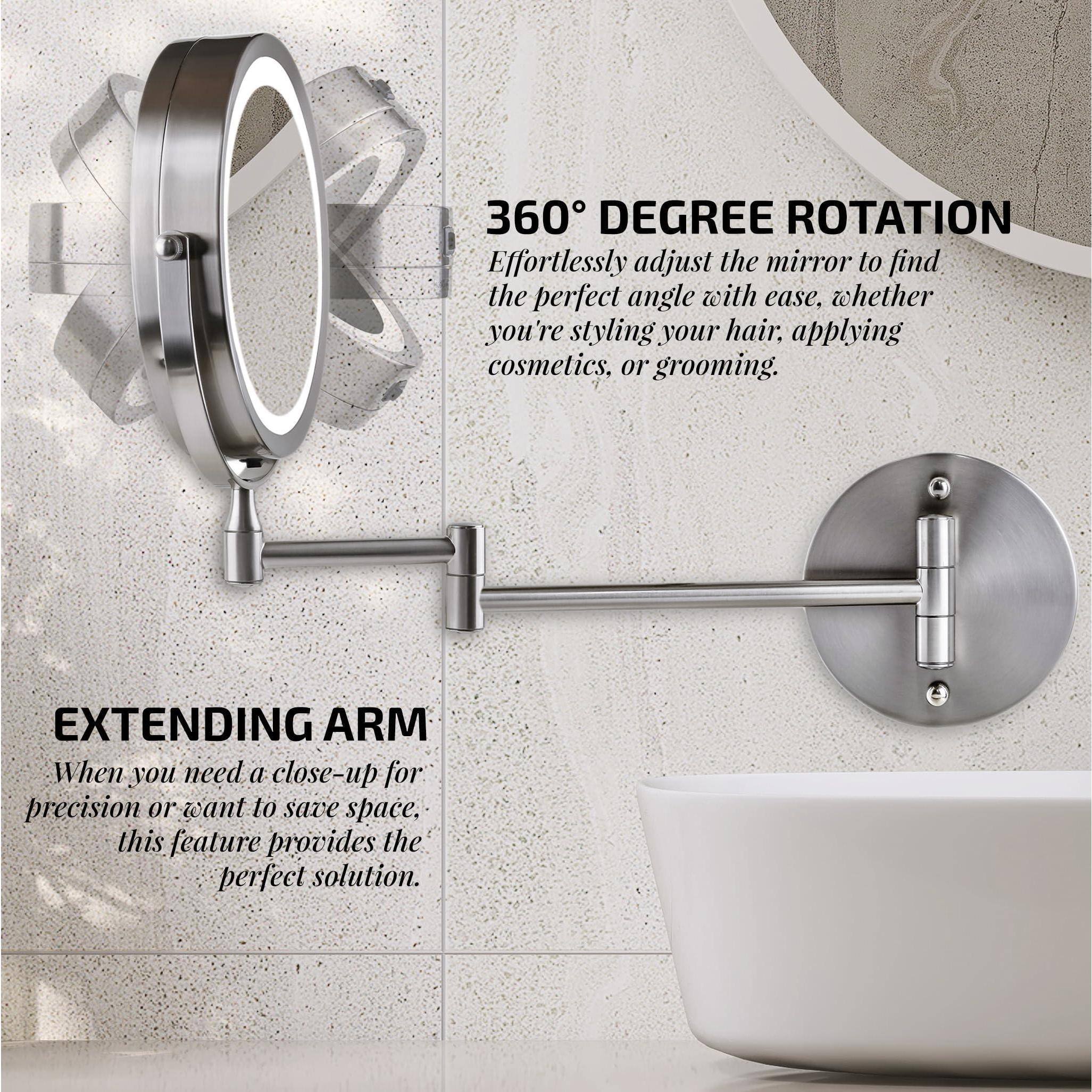 Back. Cedar Assembly - Mirror Lighted Magnifying Vanity Makeup Double-Sided Premium Quality Stylish Design Modern Elegant - Antique Bronze-8.5"L x 6.8"W-10X Magnification.