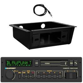 Blaupunkt - Hamburg Retro Classic Bluetooth Stereo Receiver W/Under Dash Installation Mounting Kit, 22" Radio Antenna