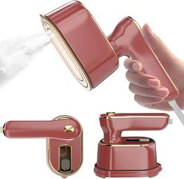 FINEAK - Travel Steamer Iron Winered Portable Small Size Home College Dorm Essential - Red