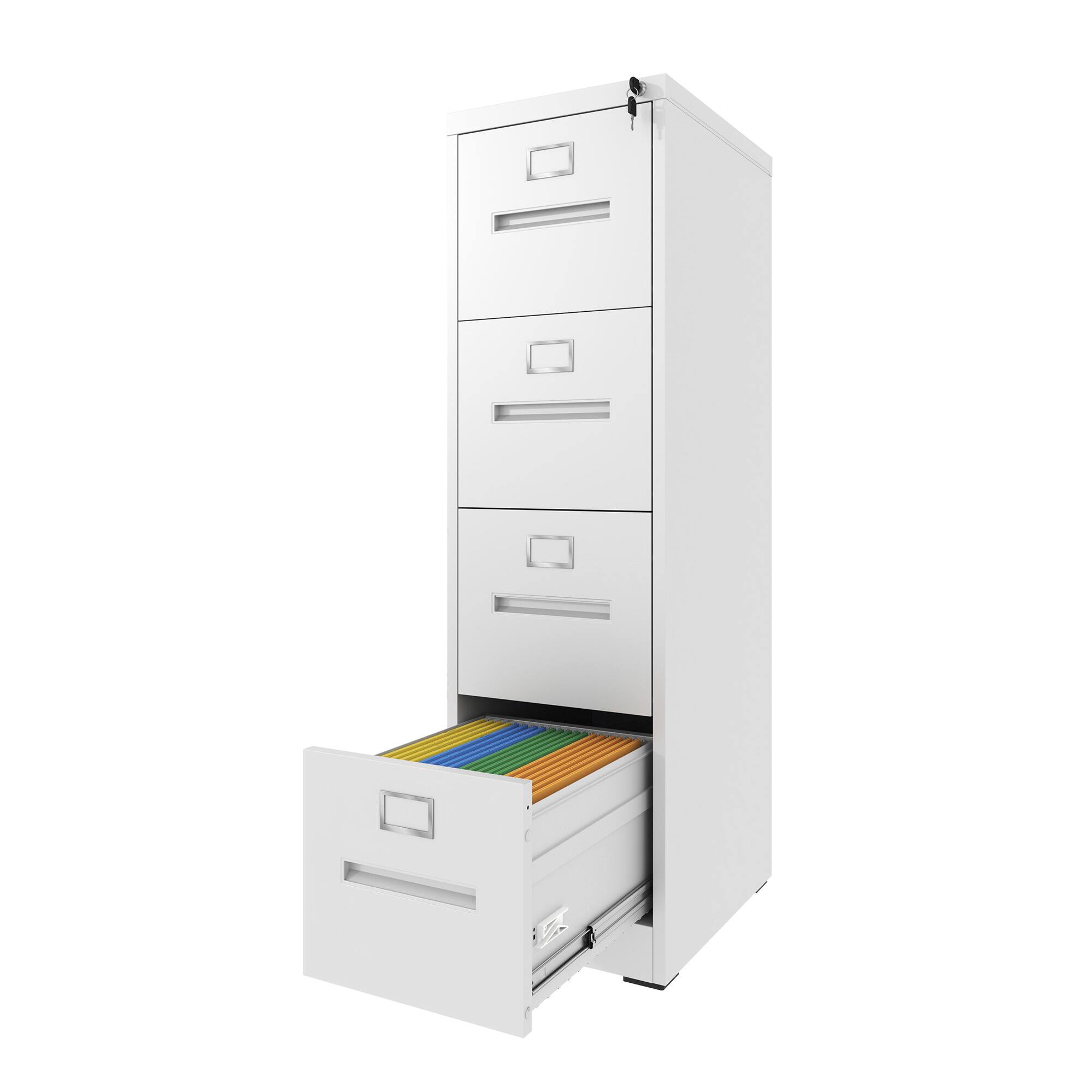 Angle. APRILSOUL - 4 Drawer File Cabinet with Lock Metal Vertical File Cabinet Office Home, A4 Legal/Letter Size Narrow File Cabinet Locked.