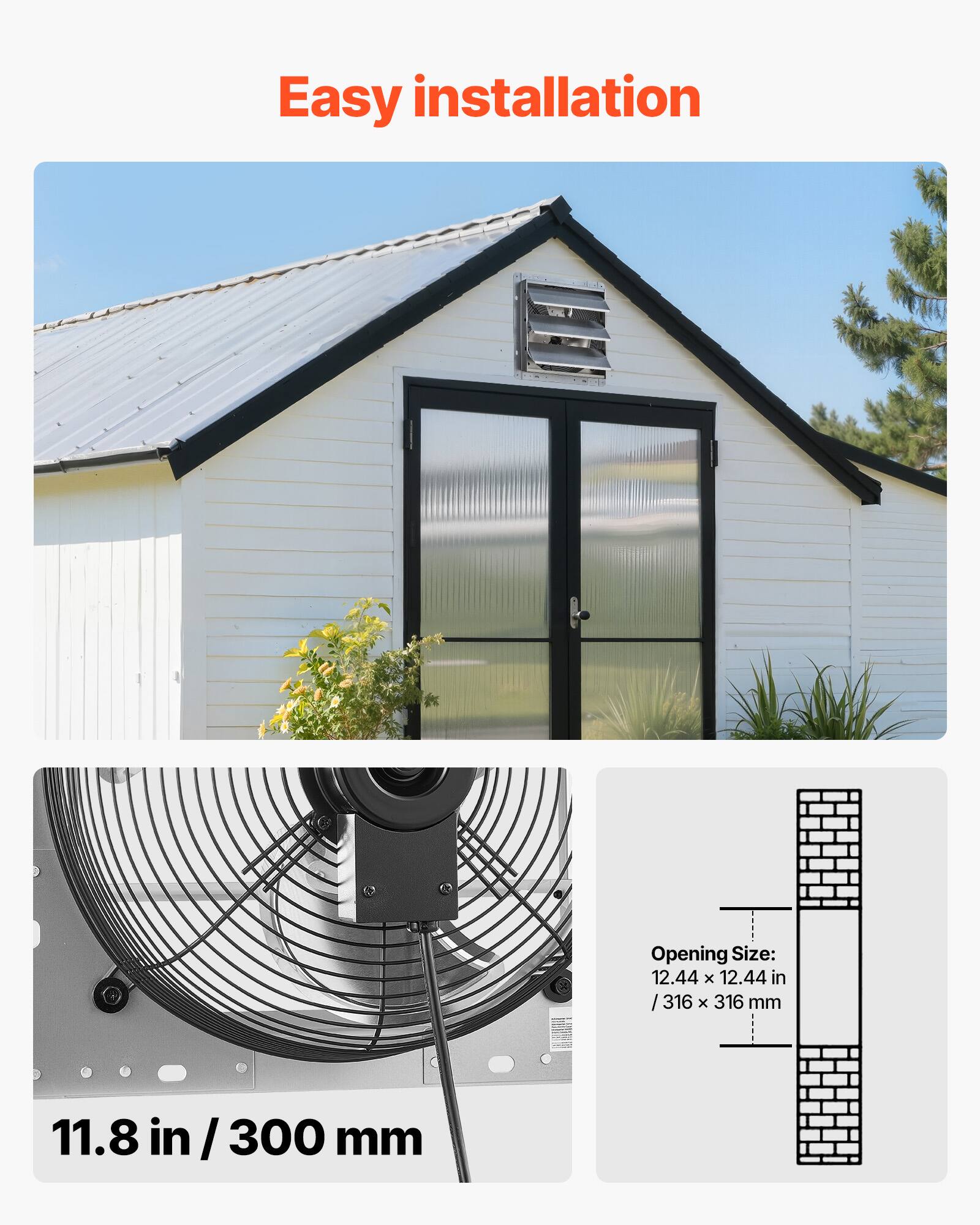 Easy installation

Opening Size: 12.44 x 12.44 in / 316 x 316 mm

11.8 in / 300 mm