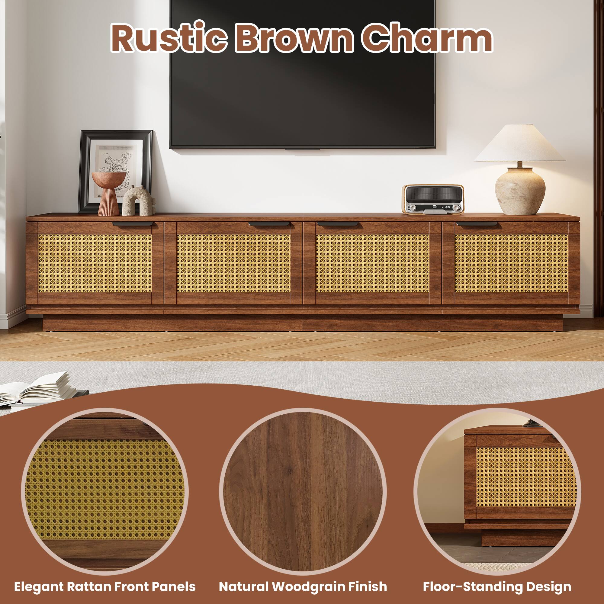 Rustic Brown Charm

Elegant Rattan Front Panels
Natural Woodgrain Finish
Floor-Standing Design