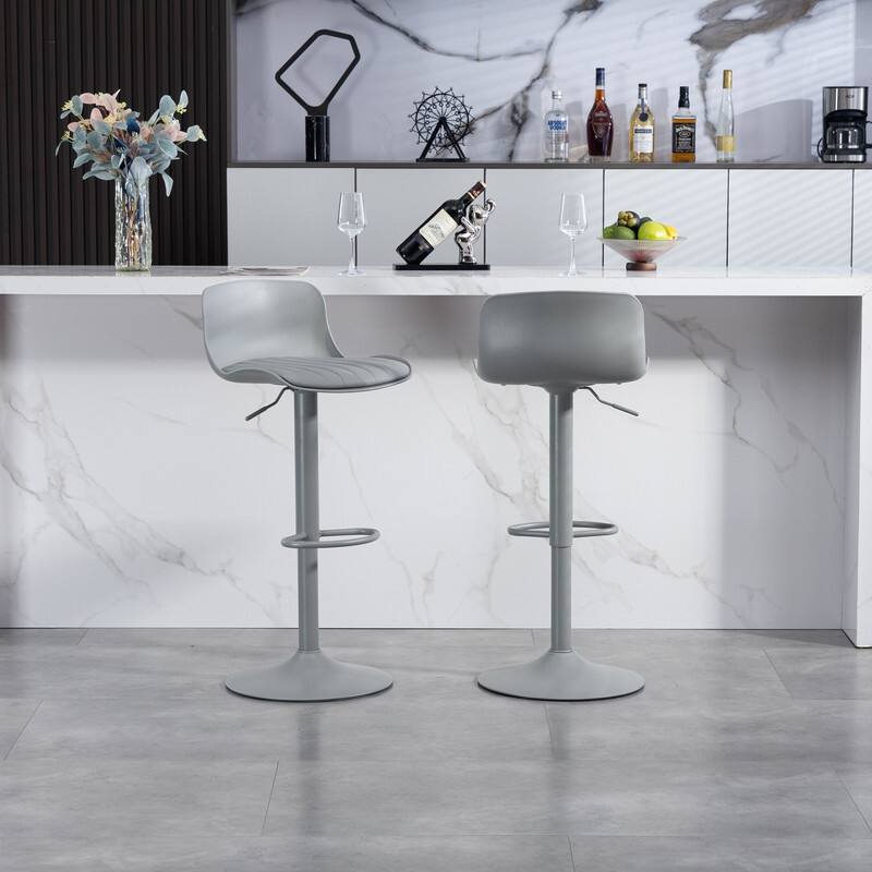 Alt View 1. HTUTWOO - Bar Stools Set of 2, Height Adjustable 360° Swivel PU Leather Counter Height Barstools, for Kitchen Island & Home Bar - Gray.