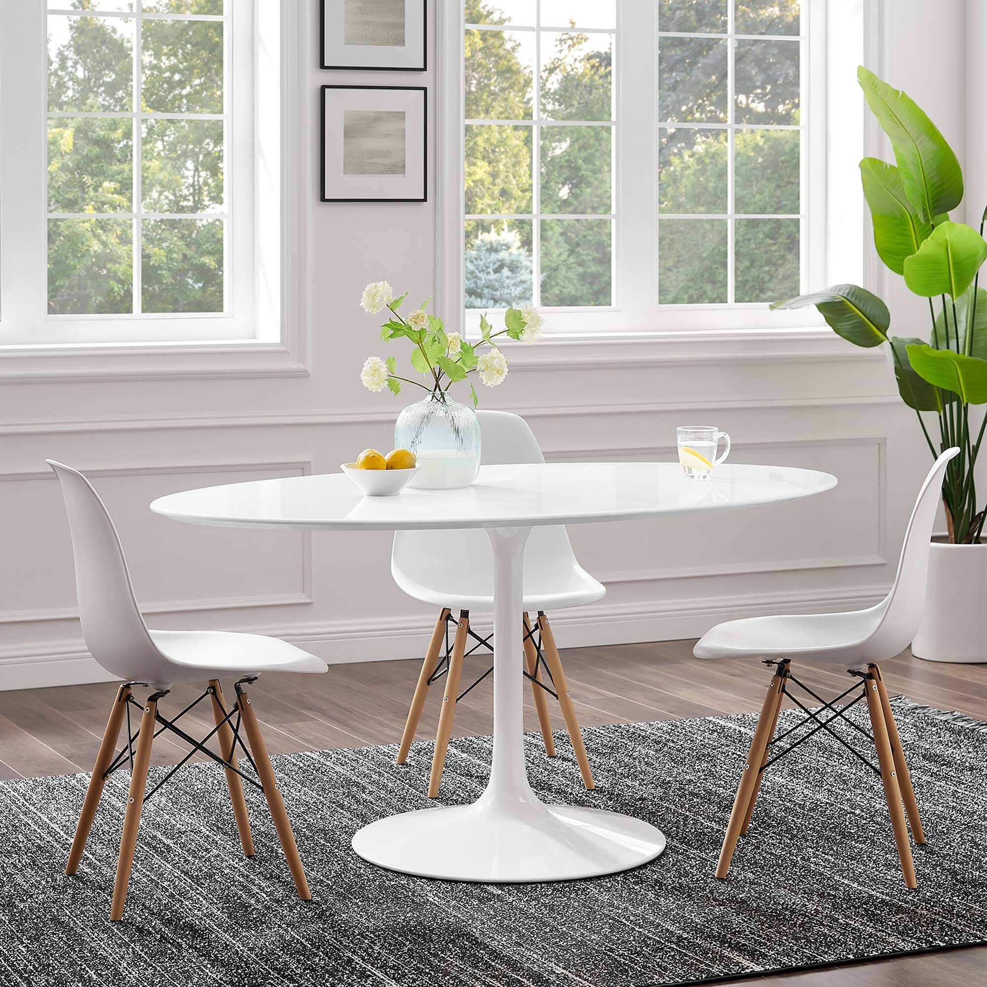 Alt View 2. Modway - Lippa 60" Oval Wood Dining Table - White.
