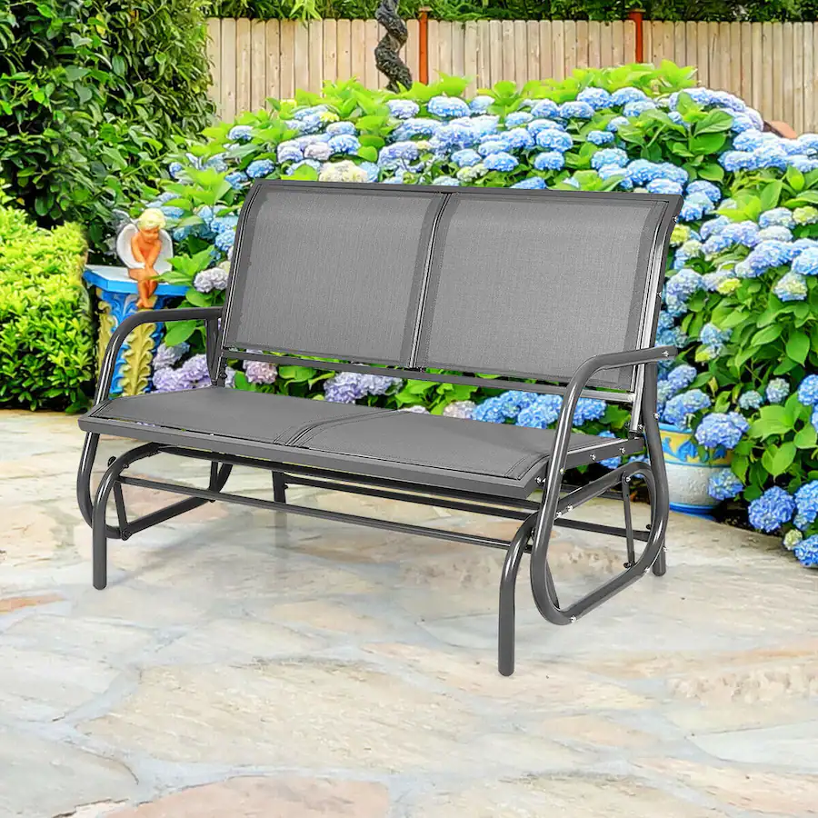 Bench Swing Rocker Gymax 48'' Outdoor Patio Swing Glider Bench Chair Loveseat Rocker ...