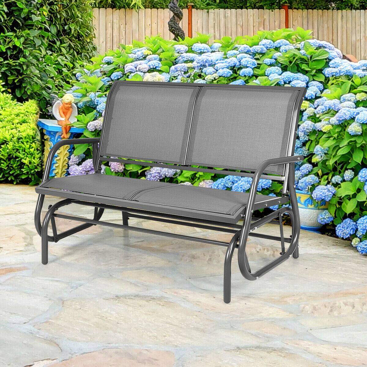 Alt View 2. Costway - Costway 48" Outdoor Patio Swing Glider Bench Chair Loveseat Rocker Lounge Backyard - Grey.