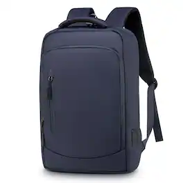 Unique Bargains - Shockproof Slim 15.6" Laptop Backpack for Men, Water Resistant Business Bag, USB A/C, Anti-Theft Pocket - Blue
