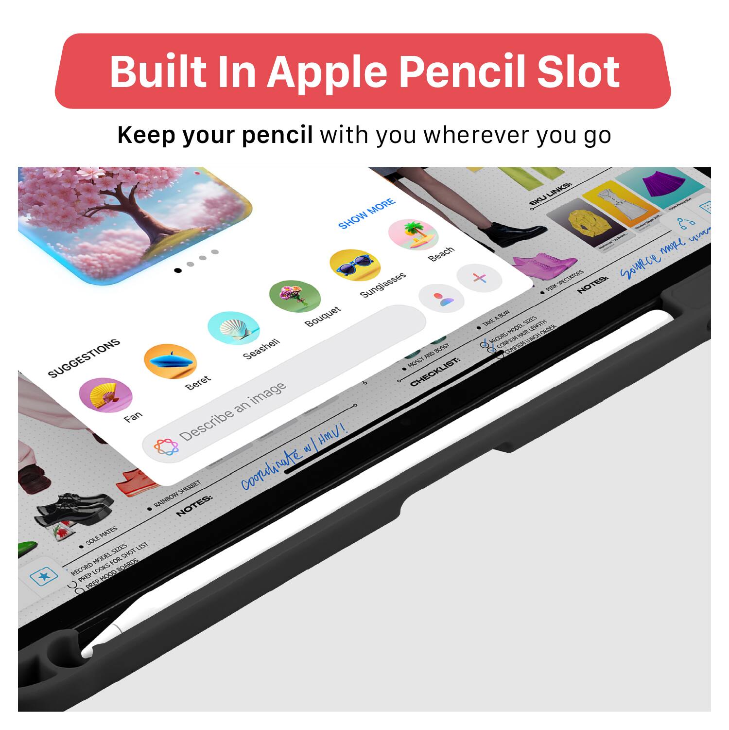 Built In Apple Pencil Slot  
Keep your pencil with you wherever you go