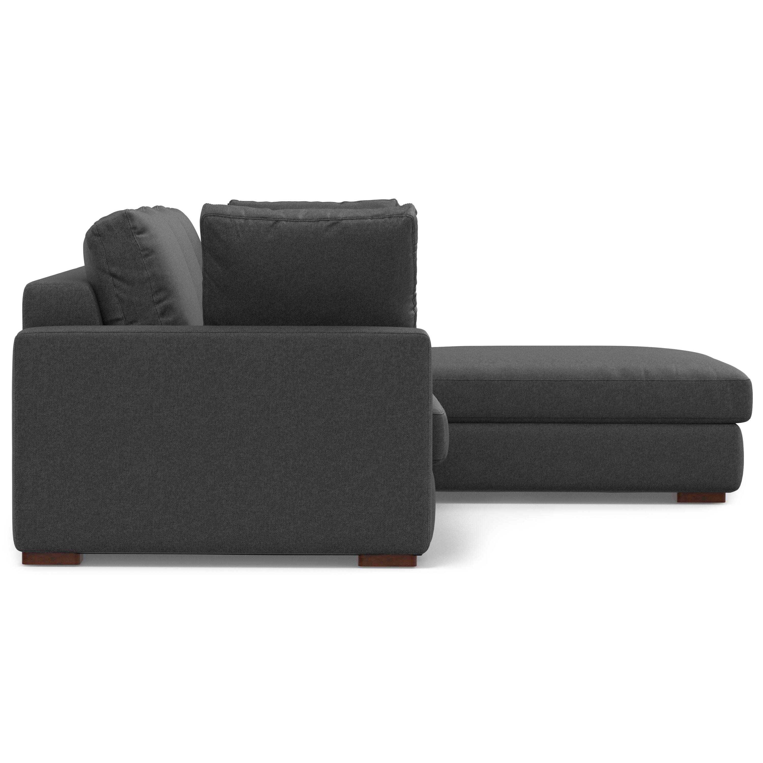 Alt View 1. Simpli Home - Charlie Right-Facing Sectional in Tightly Woven Performance Fabric - Pebble Grey.