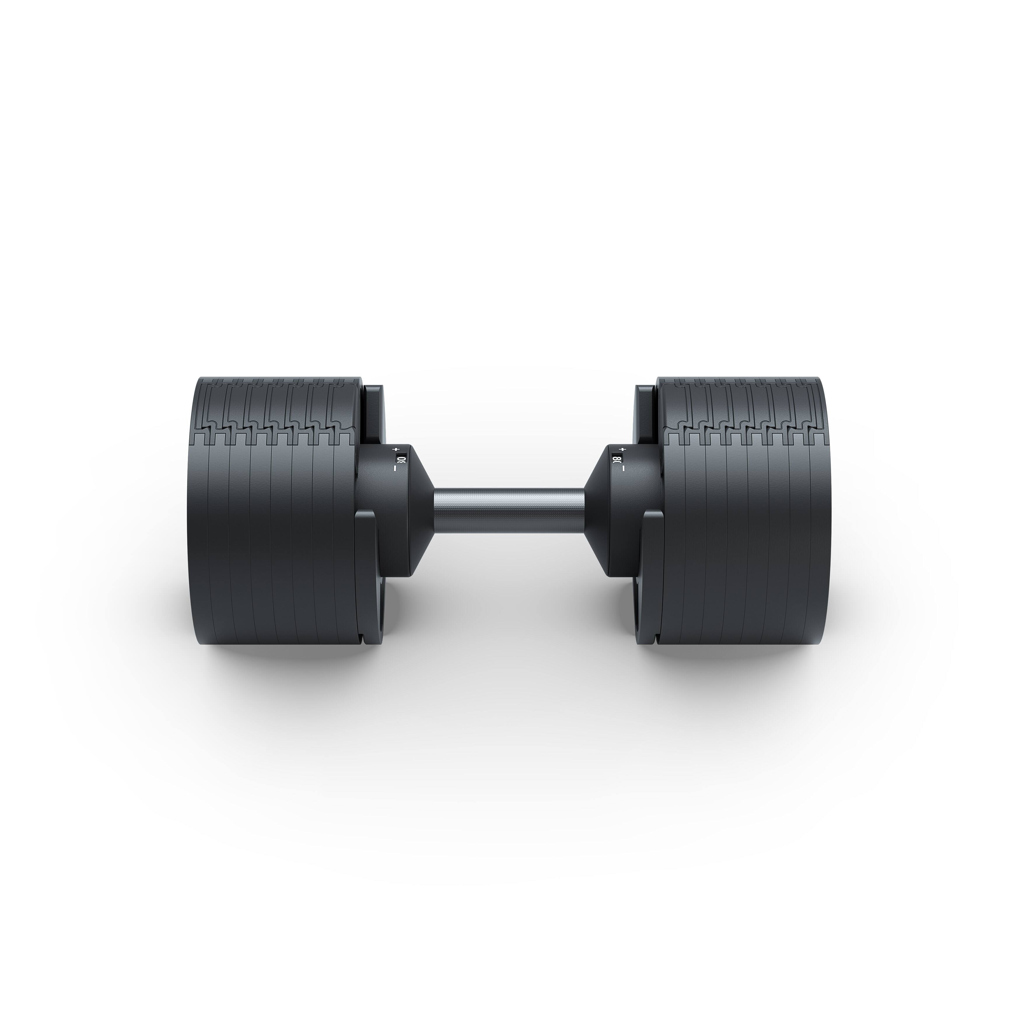 Left. Matrix - DB80 80 lb. Adjustable Dumbbells - Black.