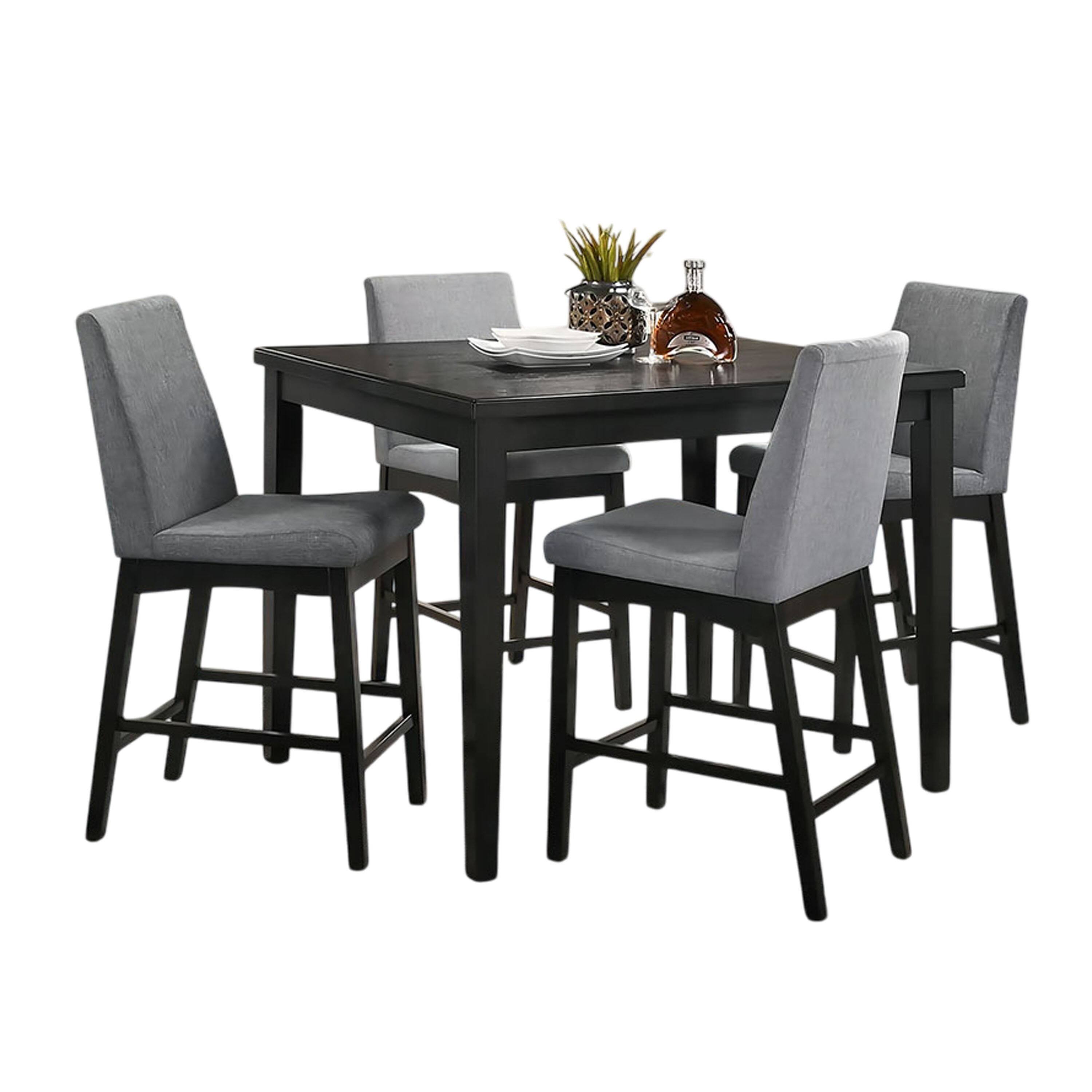 Alt View 1. Manhattan Lane - Heni 5pc Counter Table and 4 Chair Set, Gray Padded - Dark Walnut Brown, Gray.