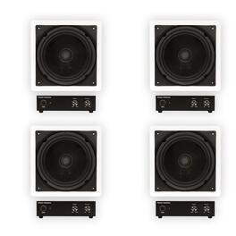 Theater Solutions by Goldwood - TS1000 Flush Mount Passive 10" Home Theater In Wall 4 Subwoofers and 4 Amps Set - Paintable White