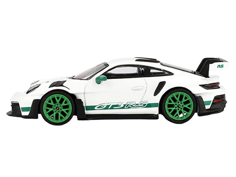 Mini GT Porsche 911 (992) GT3 RS White with Green Stripes and