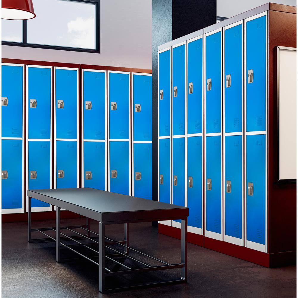 Back. AdirOffice - Storage Locker 629-Series 72" H 2-Tier Steel Key Lock 2-Shelf Locker with Key Lock - Blue.