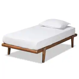 Baxton Studio - Kaia Mid-Century Modern Walnut Brown Finished Wood Platform Bed Frame - Ash Walnut