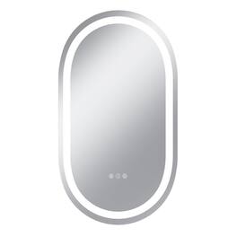 Boyel Living - 20 x 36 in Track-Shaped Aluminum Frame Anti-Distortion Easy Installation Mirror with Front Light
