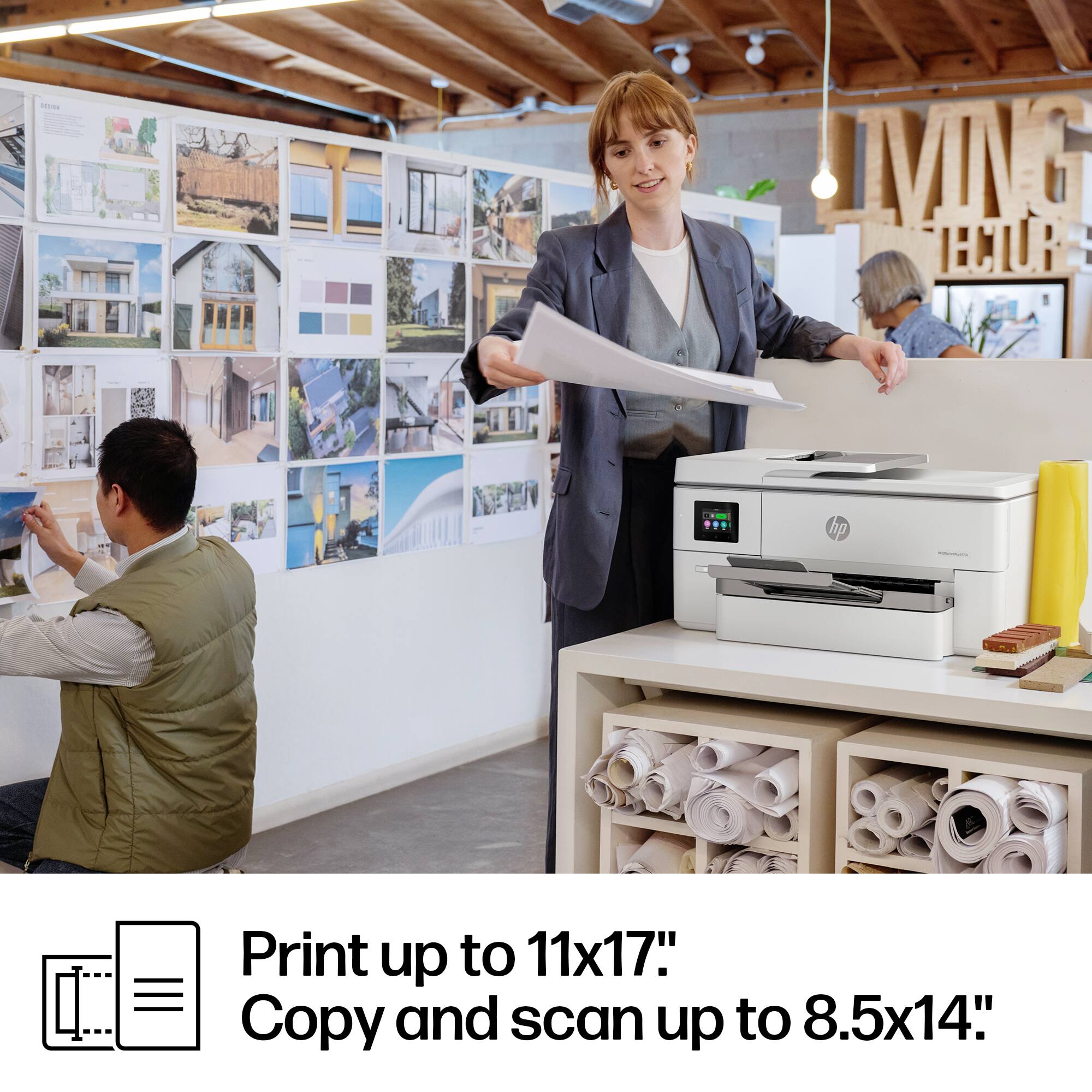 Print up to 11x17".  
Copy and scan up to 8.5x14".