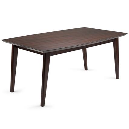 Front. Simpli Home - Draper SOLID HARDWOOD and Rubberwood 66 inch x 40 inch Rectangle Mid Century Modern Dining Table in Java Brown - Java Brown.
