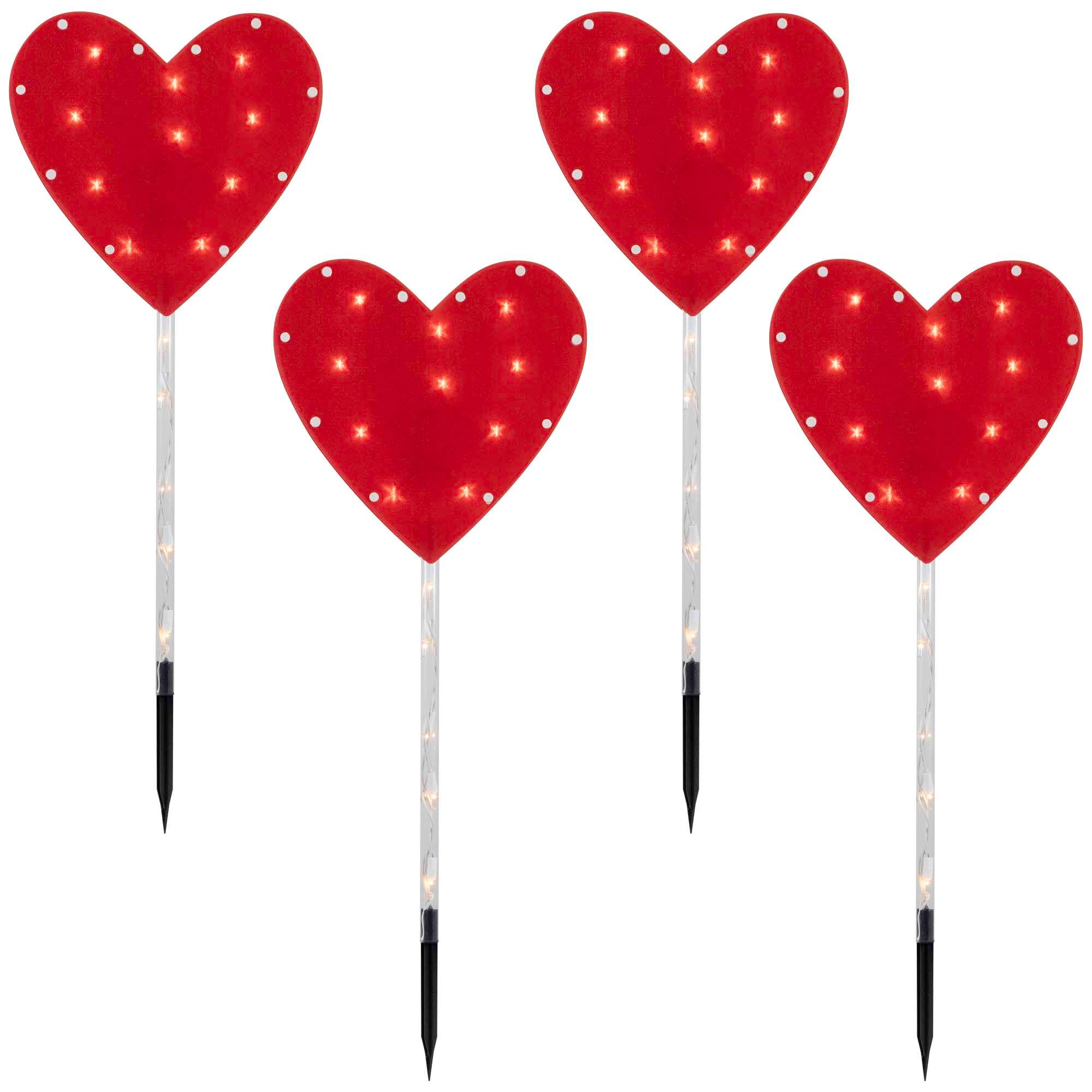 Alt View 1. Northlight - Lighted Heart Valentine's Day Outdoor Pathway Markers - 28.75" - Set of 4 - Red.