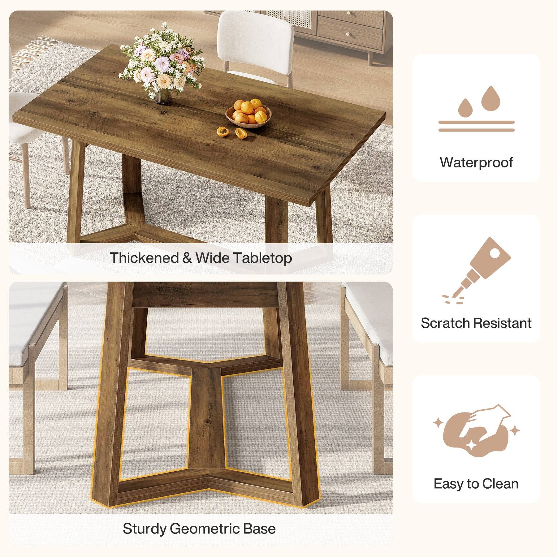 Waterproof  
Thickened & Wide Tabletop  
Scratch Resistant  
Easy to Clean  
Sturdy Geometric Base