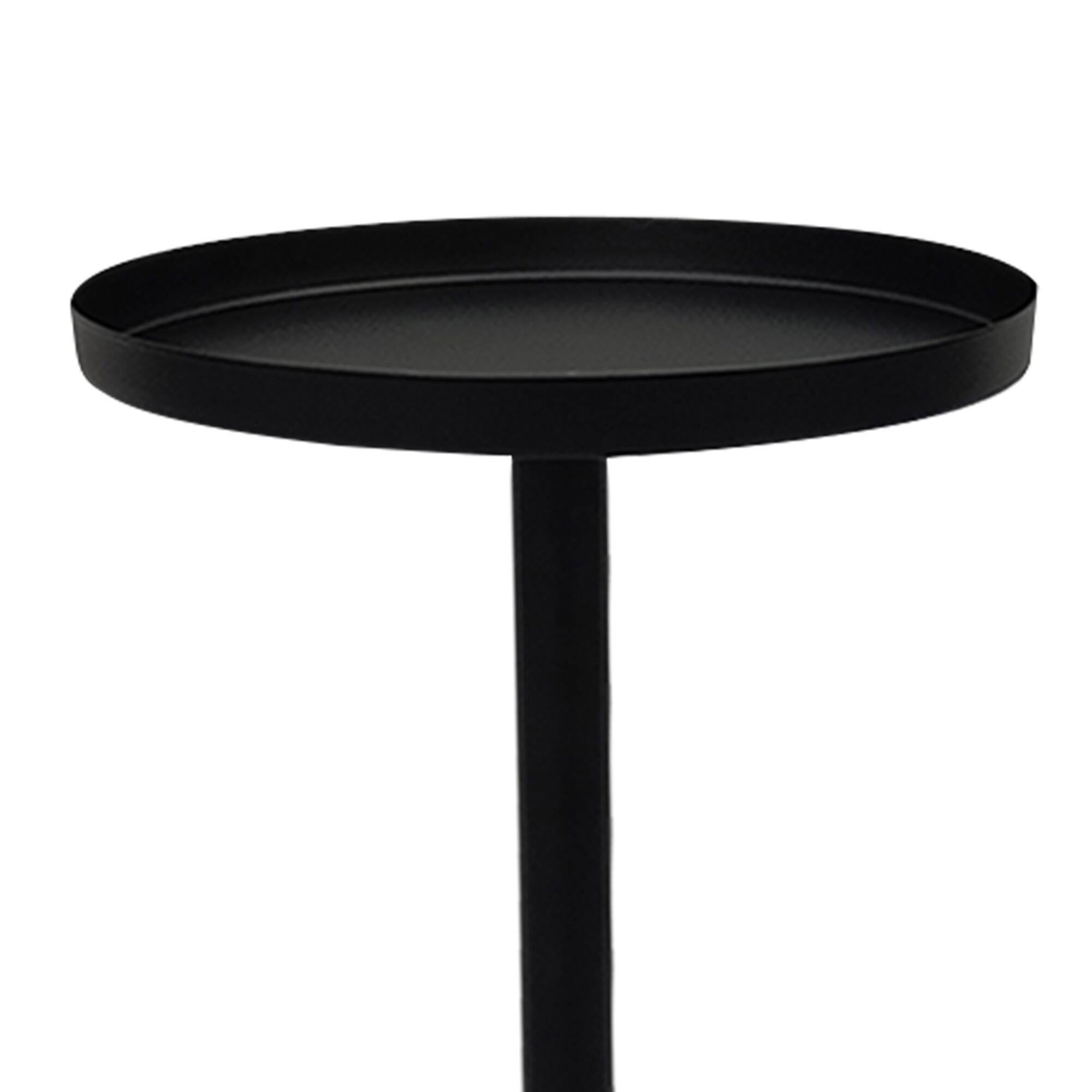 Alt View 3. Manhattan Lane - Ara 12 Inch Side End Table, Vintage Sleek Pillar Base, Round Tray Top - Black.
