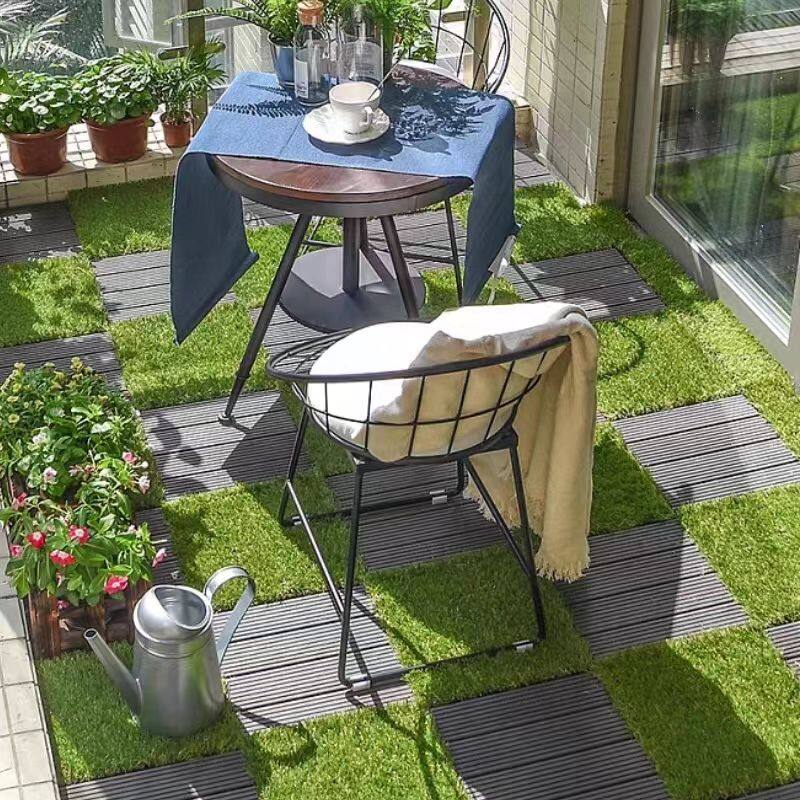 Alt View 1. Loheer - 36-Pack Interlocking Artificial Grass Tiles 12x12 Inch - Drainage, Tool-Free Fit - Green.