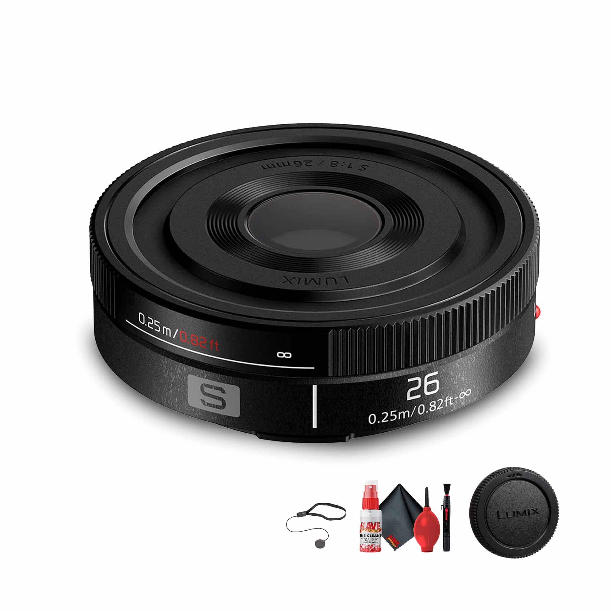 Panasonic - Lumix S 26mm f/8 Full Frame Lens (L-Mount) + Cleaning Kit + Cap Keeper - Black