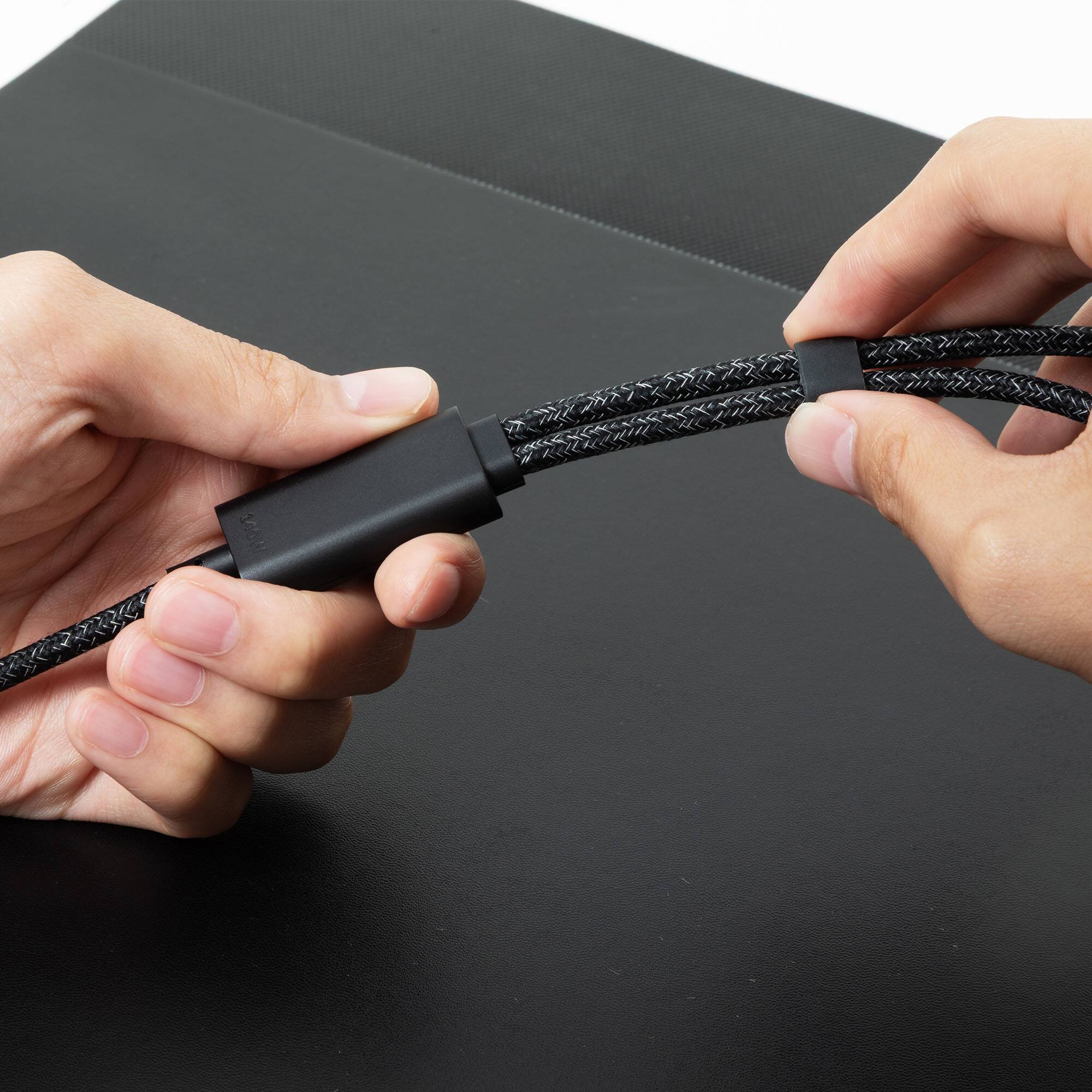 Left. Native Union - Belt Cable 2-in-1 (USB-C to USB-C & USB-C) - COSMOS.